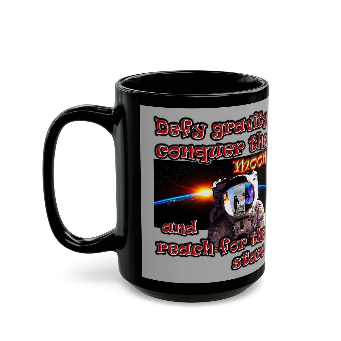 defy conquer reach - Black Mug (light grey)