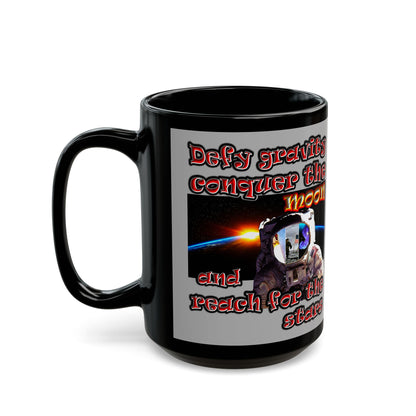 defy conquer reach - Black Mug (light grey)