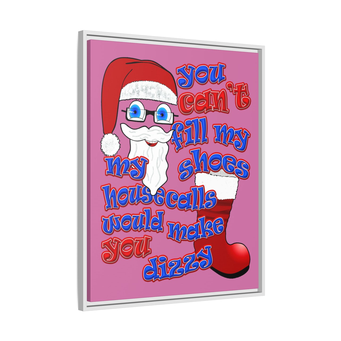 santa's shoes - framed canvas art (light pink)