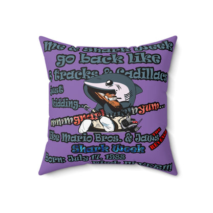 shark week - Spun Polyester Square Pillow - (light purple)
