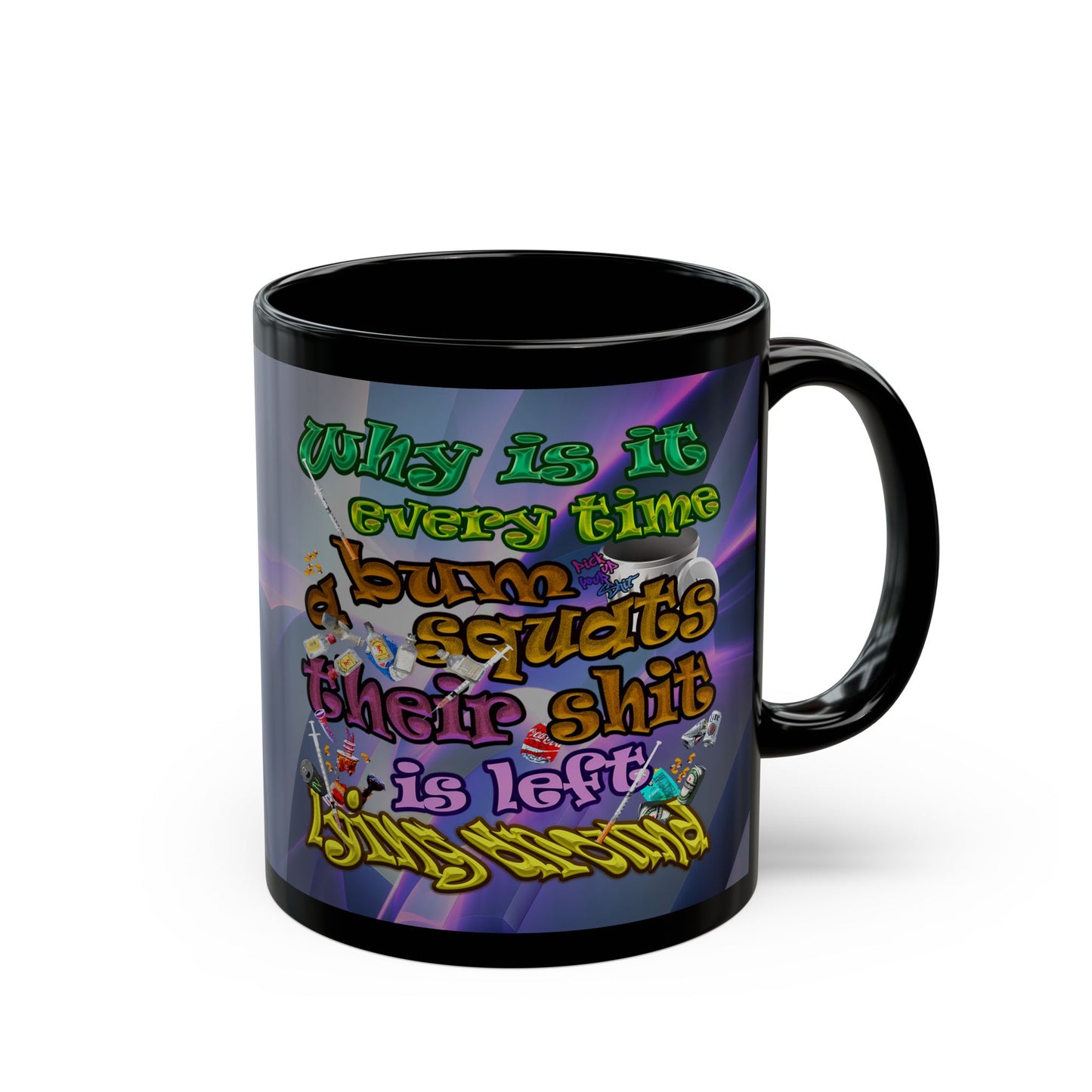 the bum's shit - Black Mug (grey-pink wave)