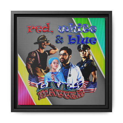 rw&b lives matter - framed canvas art (rainbow split)