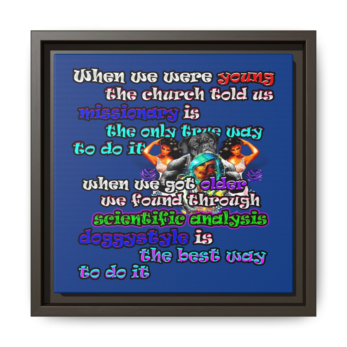 doggystyle - framed canvas art (dark blue)