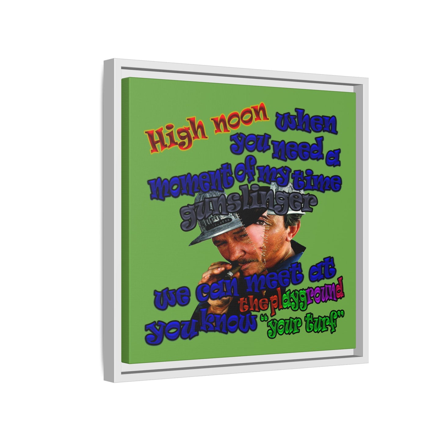 high noon - framed canvas art (green)