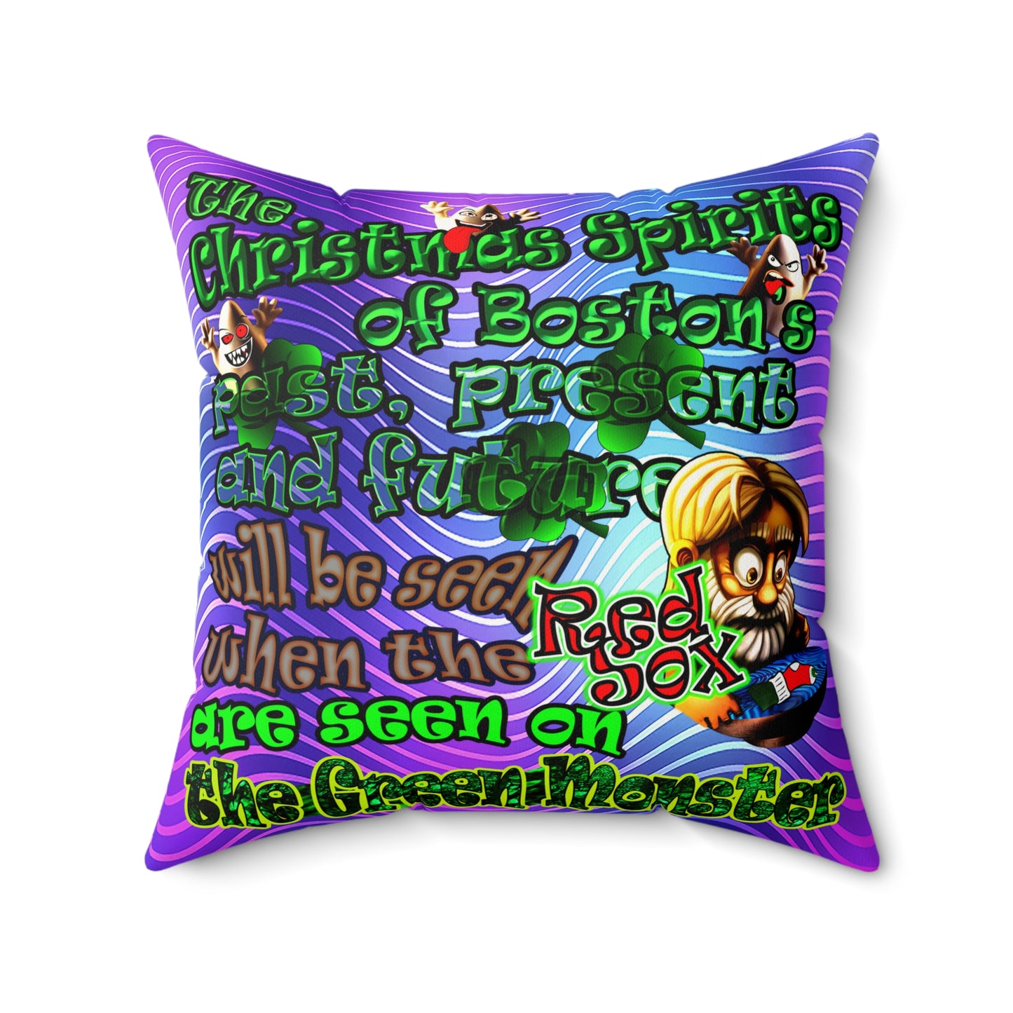 christmas spirits of boston - Faux Suede Square Pillow - (purple wave)