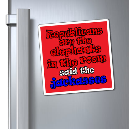 donkeys and elephants - Magnets - (red)