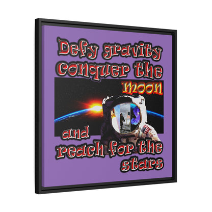 defy conquer reach - framed canvas art (light purple)