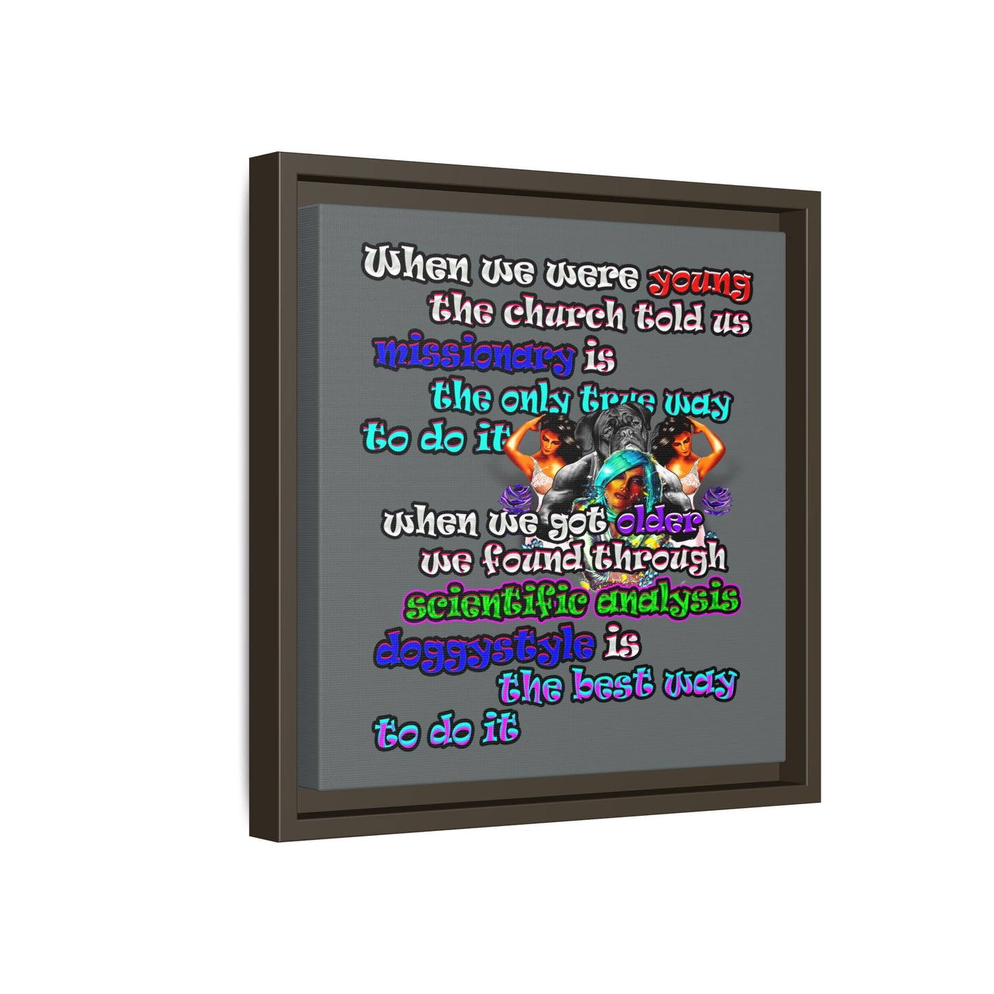 doggystyle - framed canvas art (dark grey)