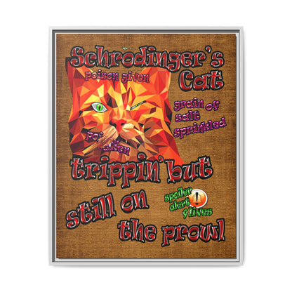 schrodinger's cat - framed canvas art (brown papyrus)