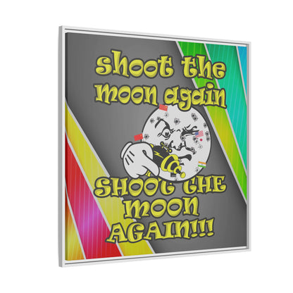 shoot the moon again - framed canvas art (rainbow split)