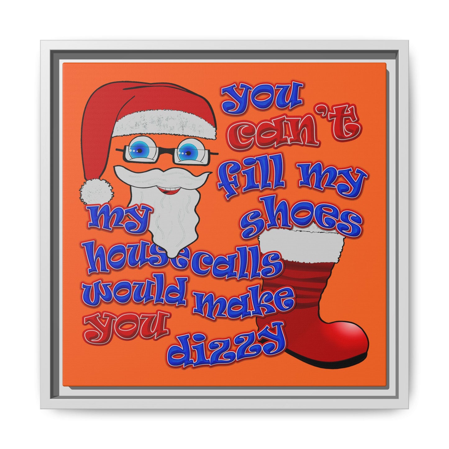 santa's shoes - framed canvas art (orange)