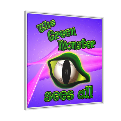 green monster - framed canvas art (purple-pink wave)