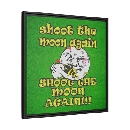 shoot the moon again - framed canvas art (green turf)