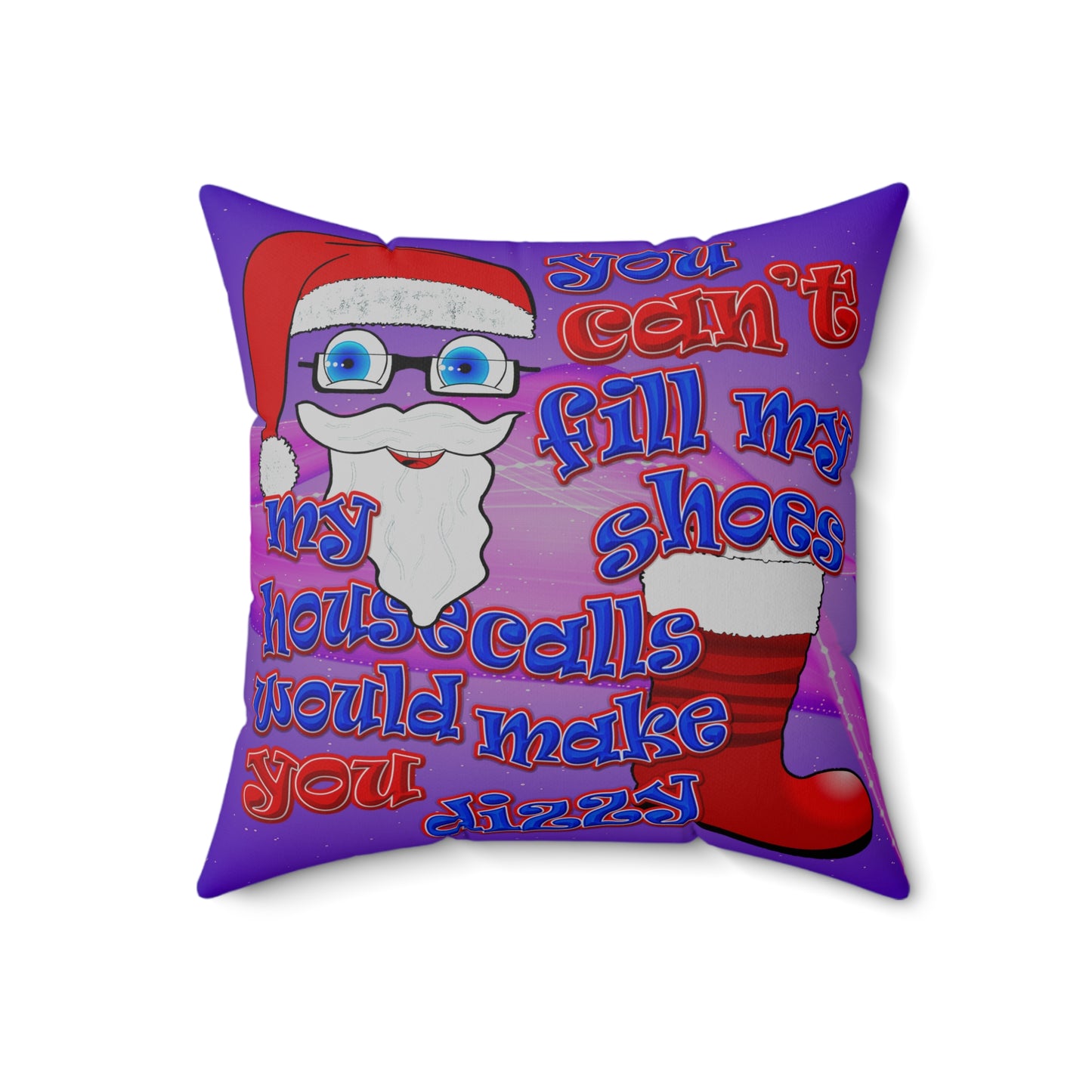santa's shoes - Spun Polyester Square Pillow - (purple-pink wave)