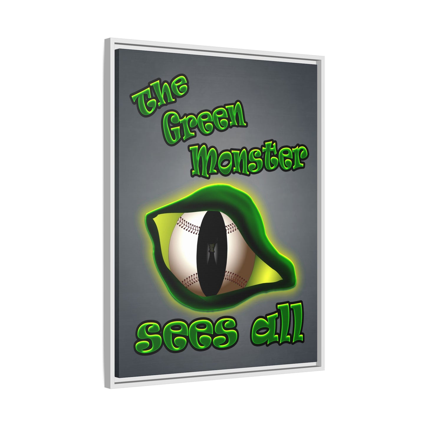 green monster - framed canvas art (grey-light grey)