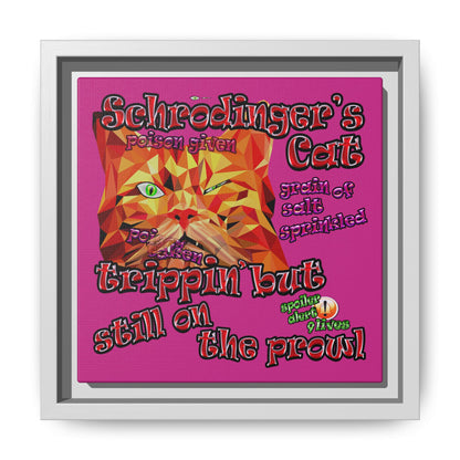 schrodinger's cat - framed canvas art (pink)