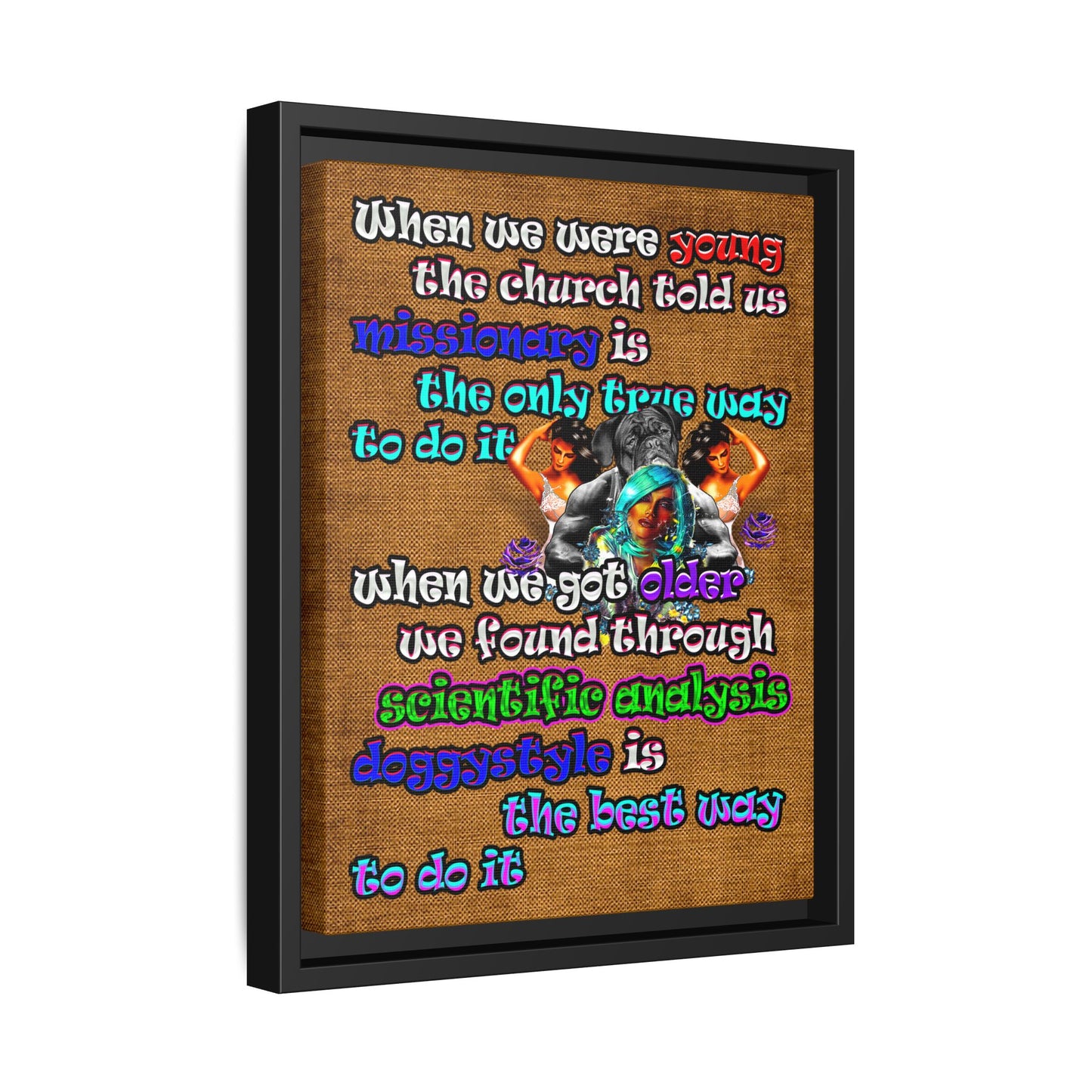 doggystyle - framed canvas art (brown papyrus)