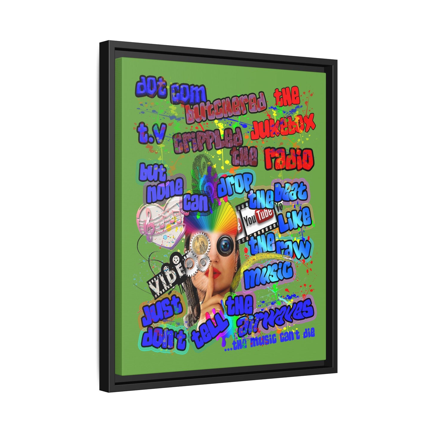 drop the beat - framed canvas art (green)