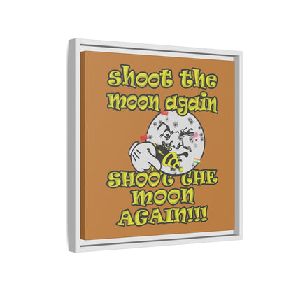 shoot the moon again - framed canvas art (light brown)