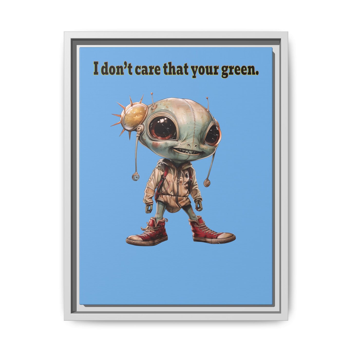 I don't care that your green - framed canvas art (light blue)
