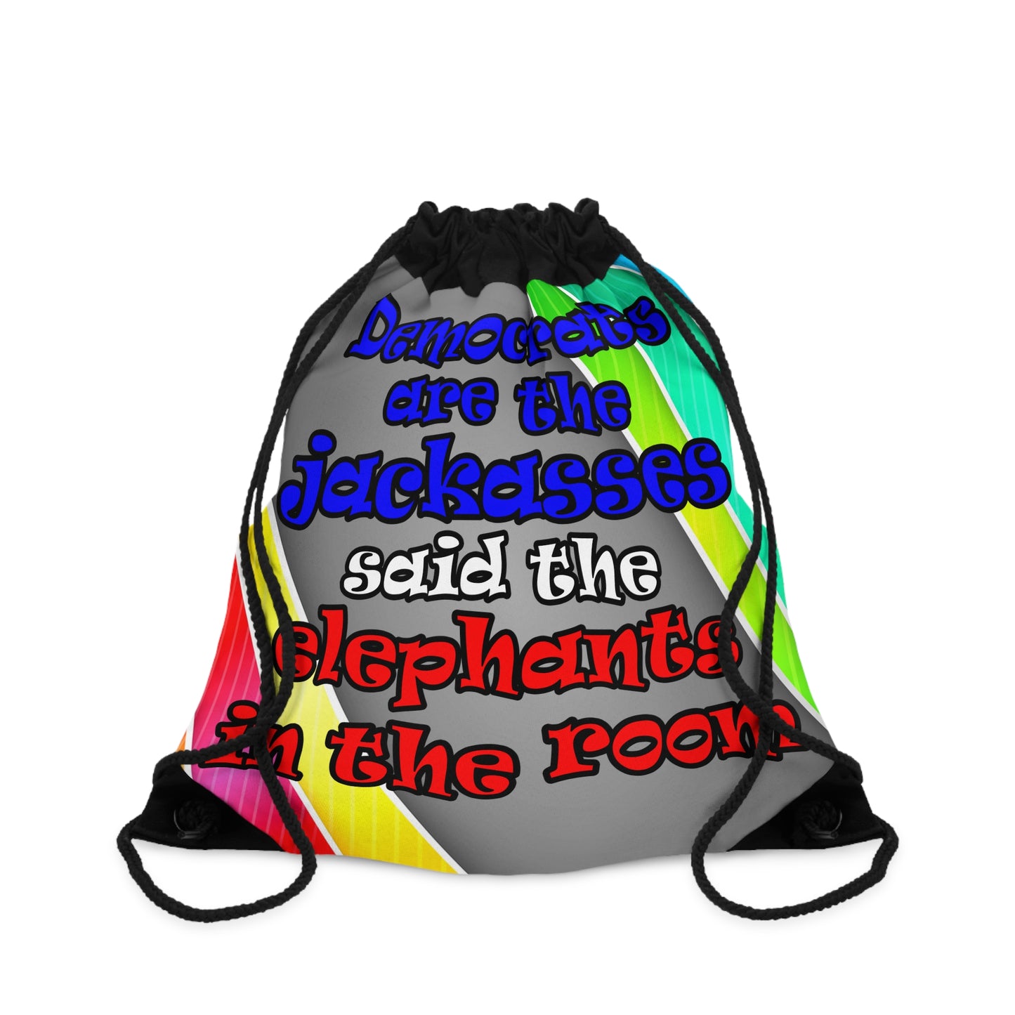 donkeys and elephants - Drawstring Bag (rainbow split)
