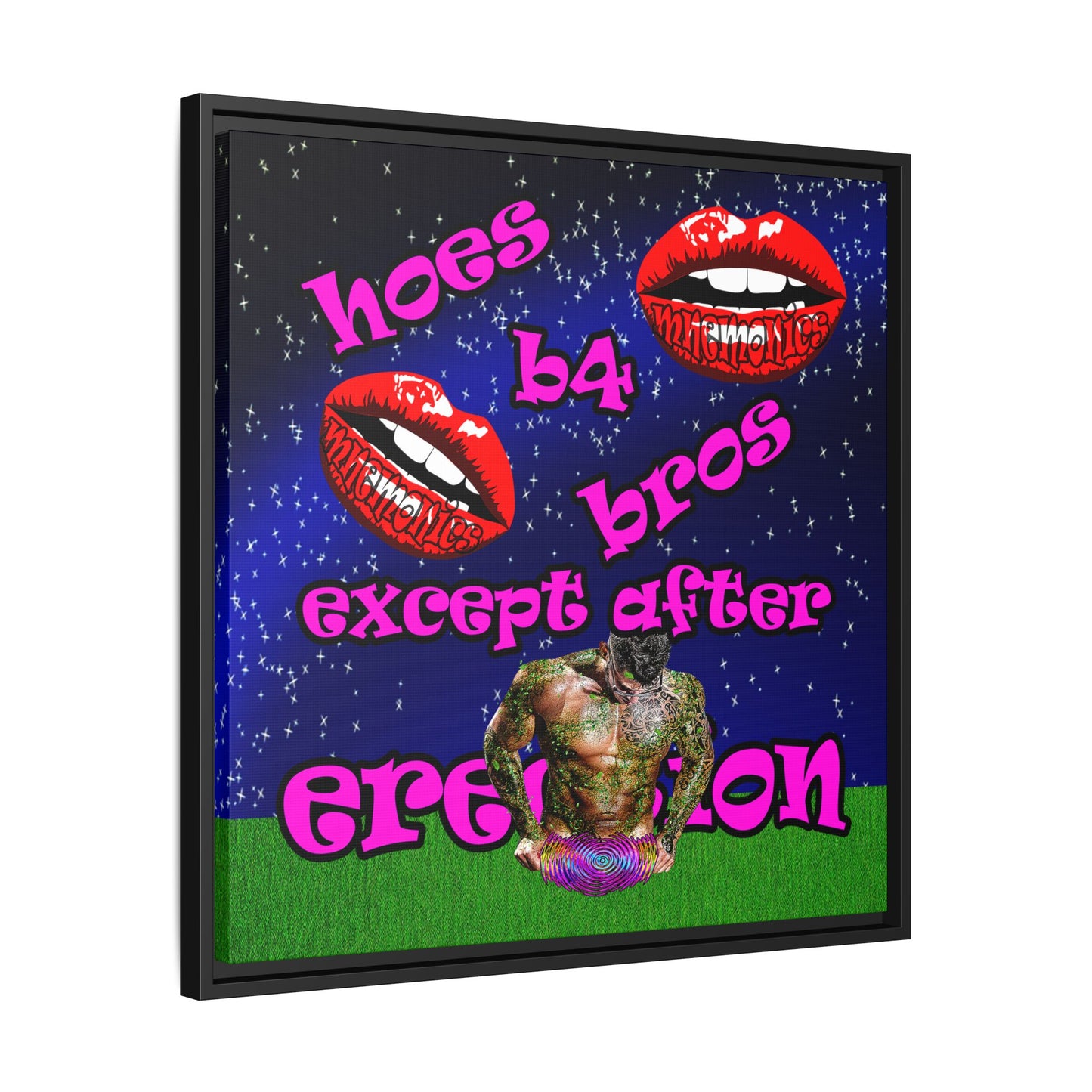 hoes b4 bros - framed canvas art ('snoops' background)