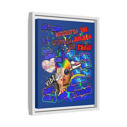 drop the beat - framed canvas art (dark blue)