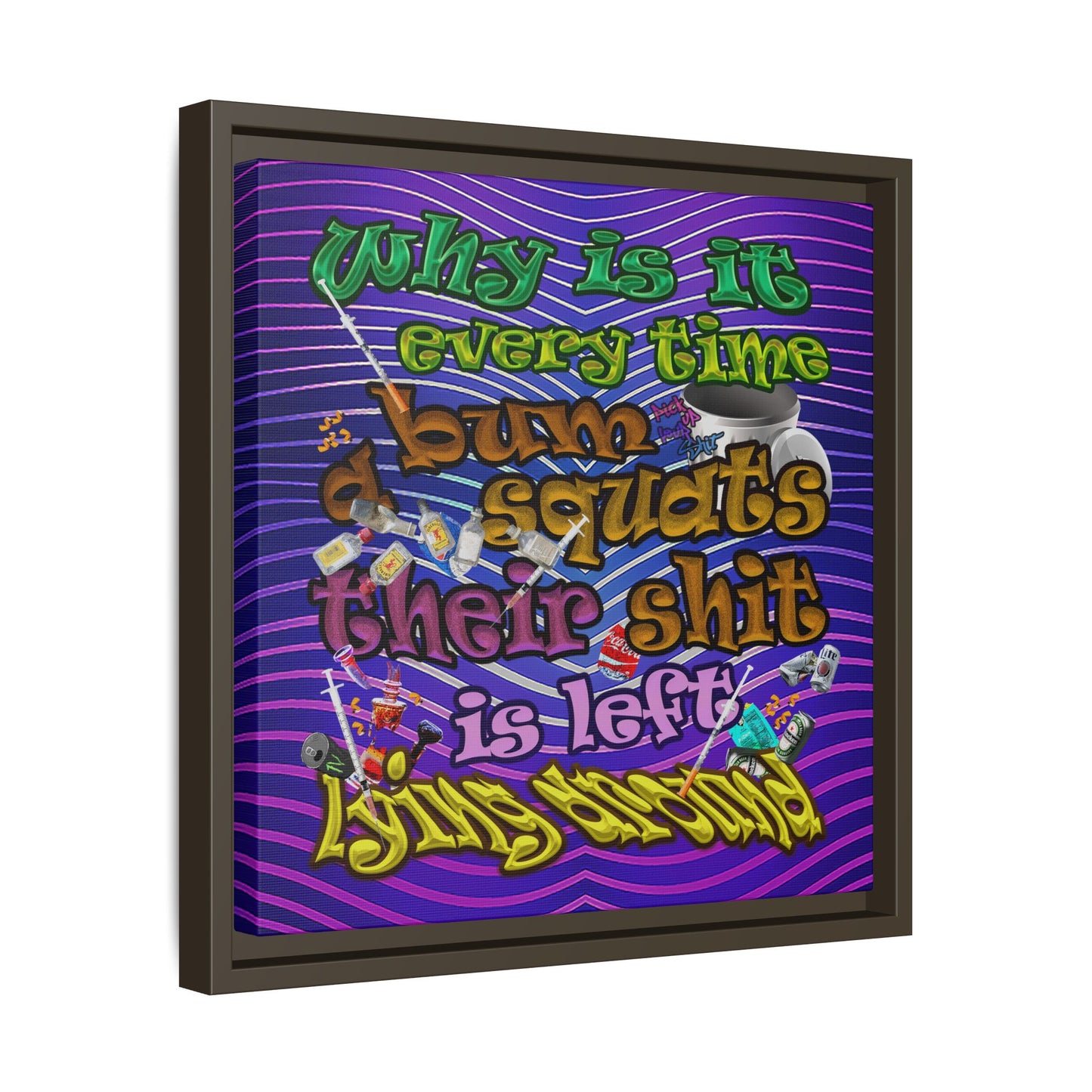 the bum's shit - framed canvas art (purple wave)