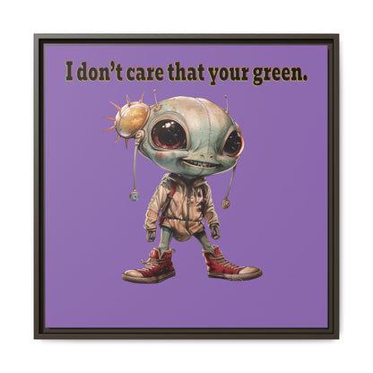 I don't care that your green - framed canvas art (light purple)