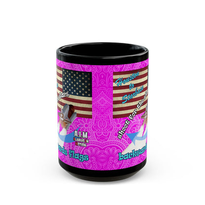 shoot for the stars - Black Mug (pink swirl)