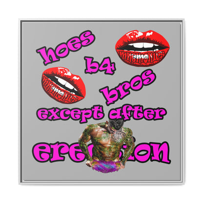 hoes b4 bros - framed canvas art (light grey)