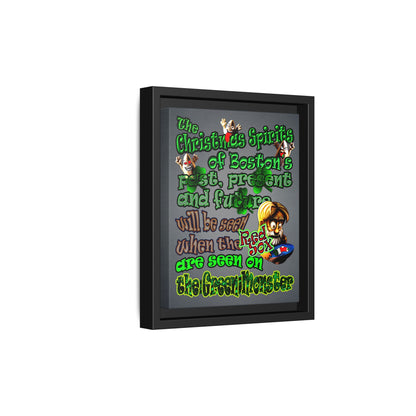 christmas spirits of boston - framed canvas art (grey-light grey)