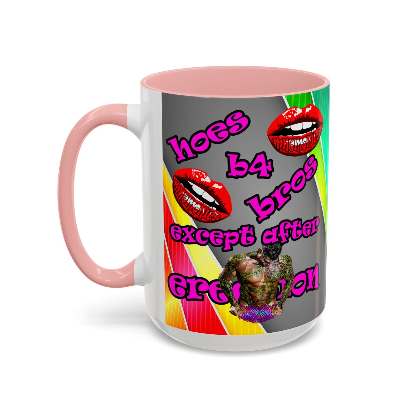 hoes b4 bros - Accent Mug (rainbow split)