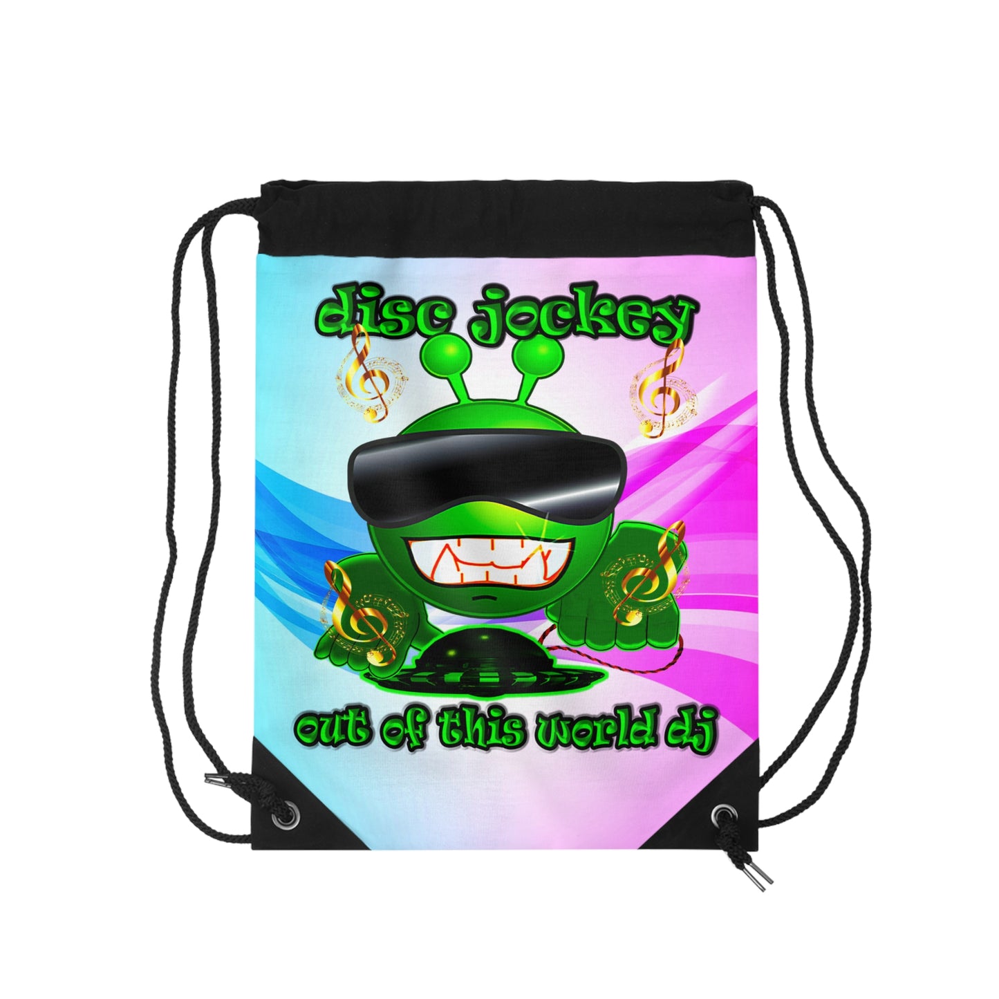 disc jockey - Drawstring Bag (light blue-pink wave)