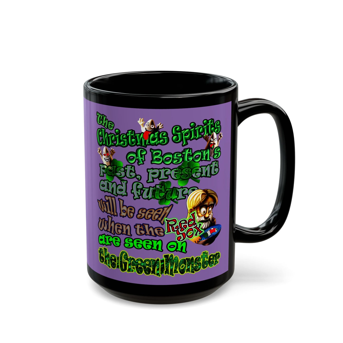 christmas spirits of boston - Black Mug (light purple)