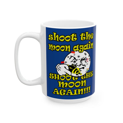 shoot the moon again - White Mug (dark blue)