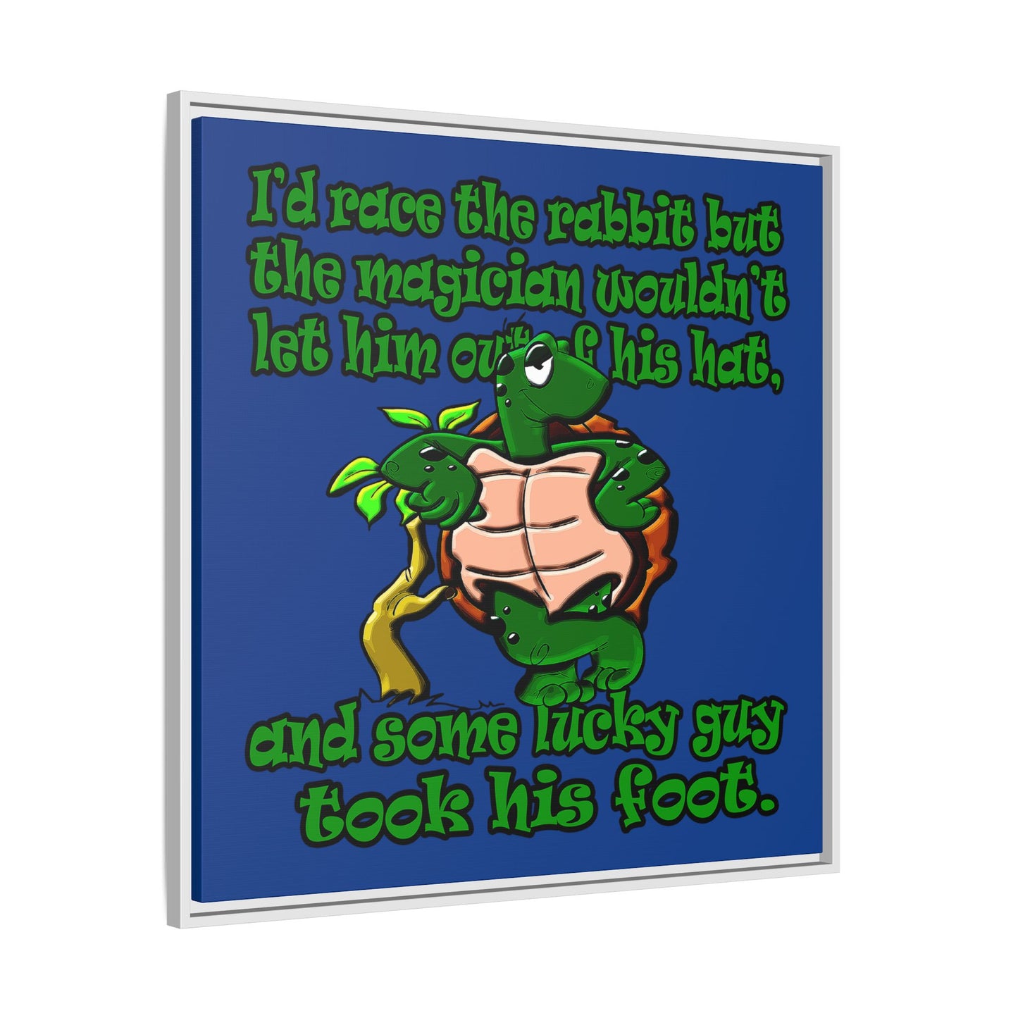 turtle race - framed canvas art (dark blue)