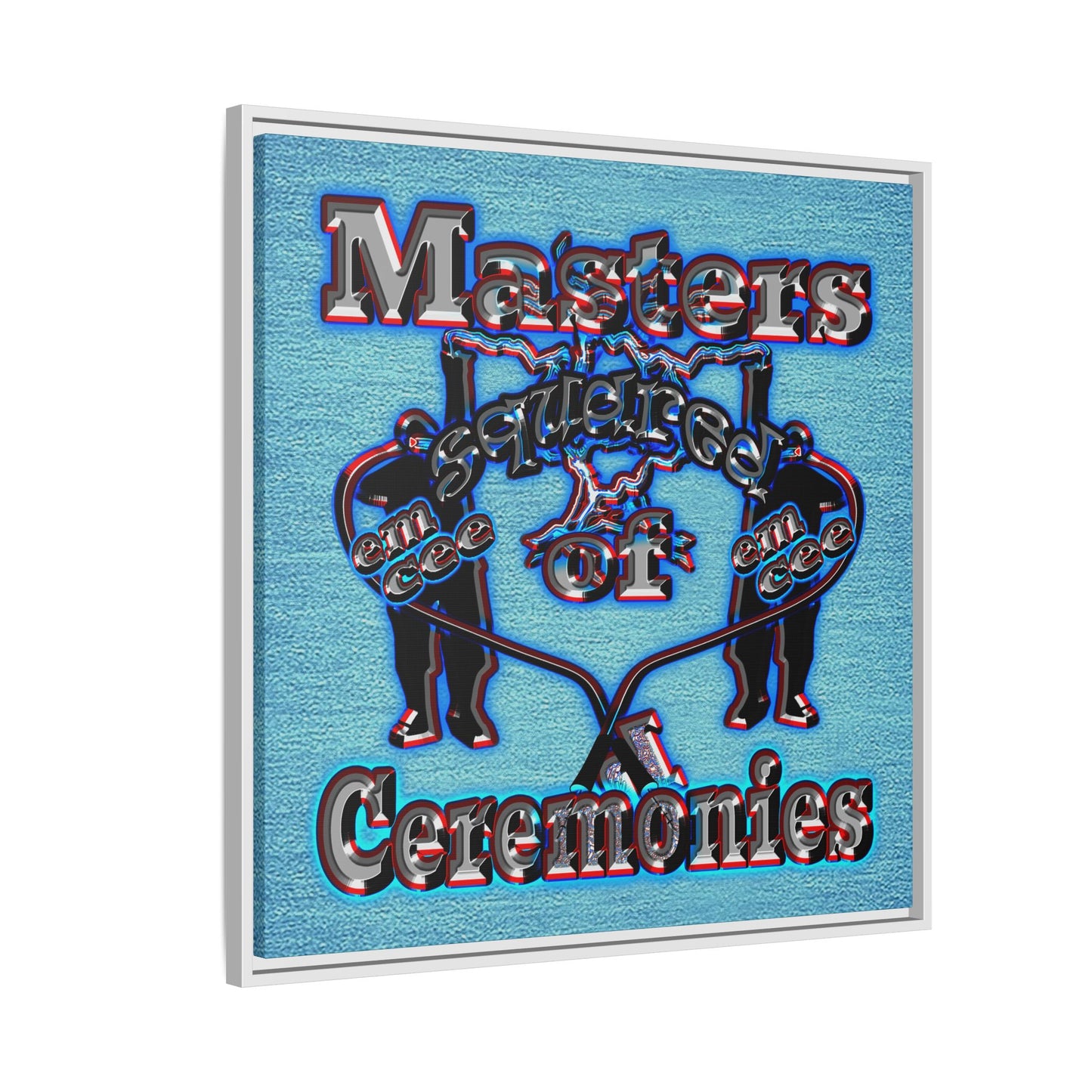 em cee squared - framed canvas art (faded blue)