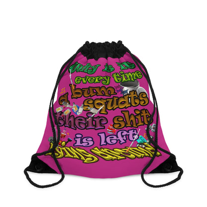 the bum's shit - Drawstring Bag (pink)