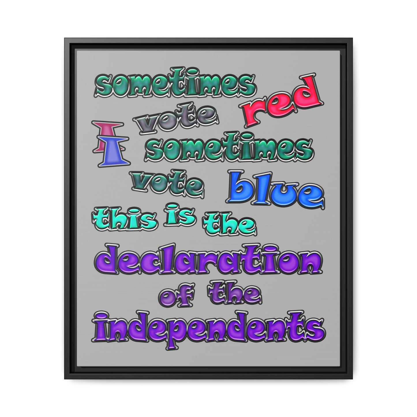 declaration of the independents - framed canvas art (light grey)