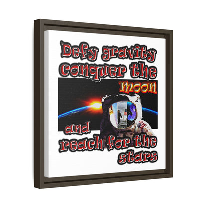 defy conquer reach - framed canvas art (white)