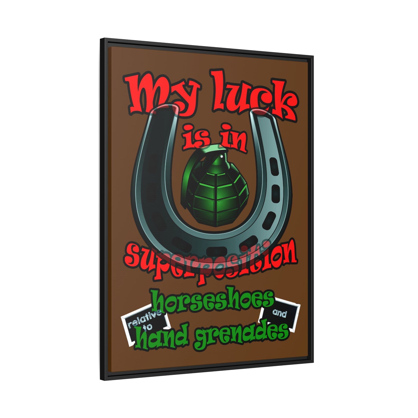 my luck - framed canvas art (brown)