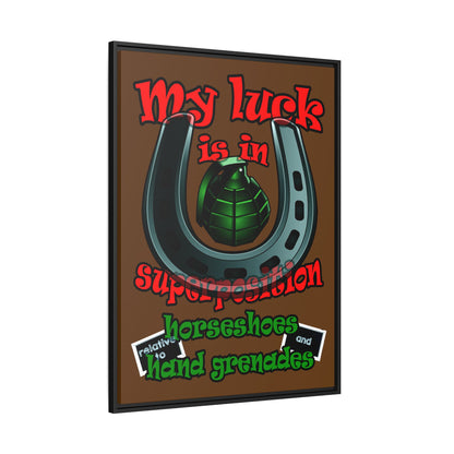 my luck - framed canvas art (brown)