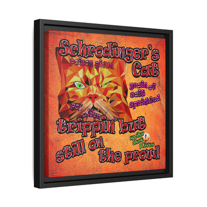 schrodinger's cat - framed canvas art (burnt orange)