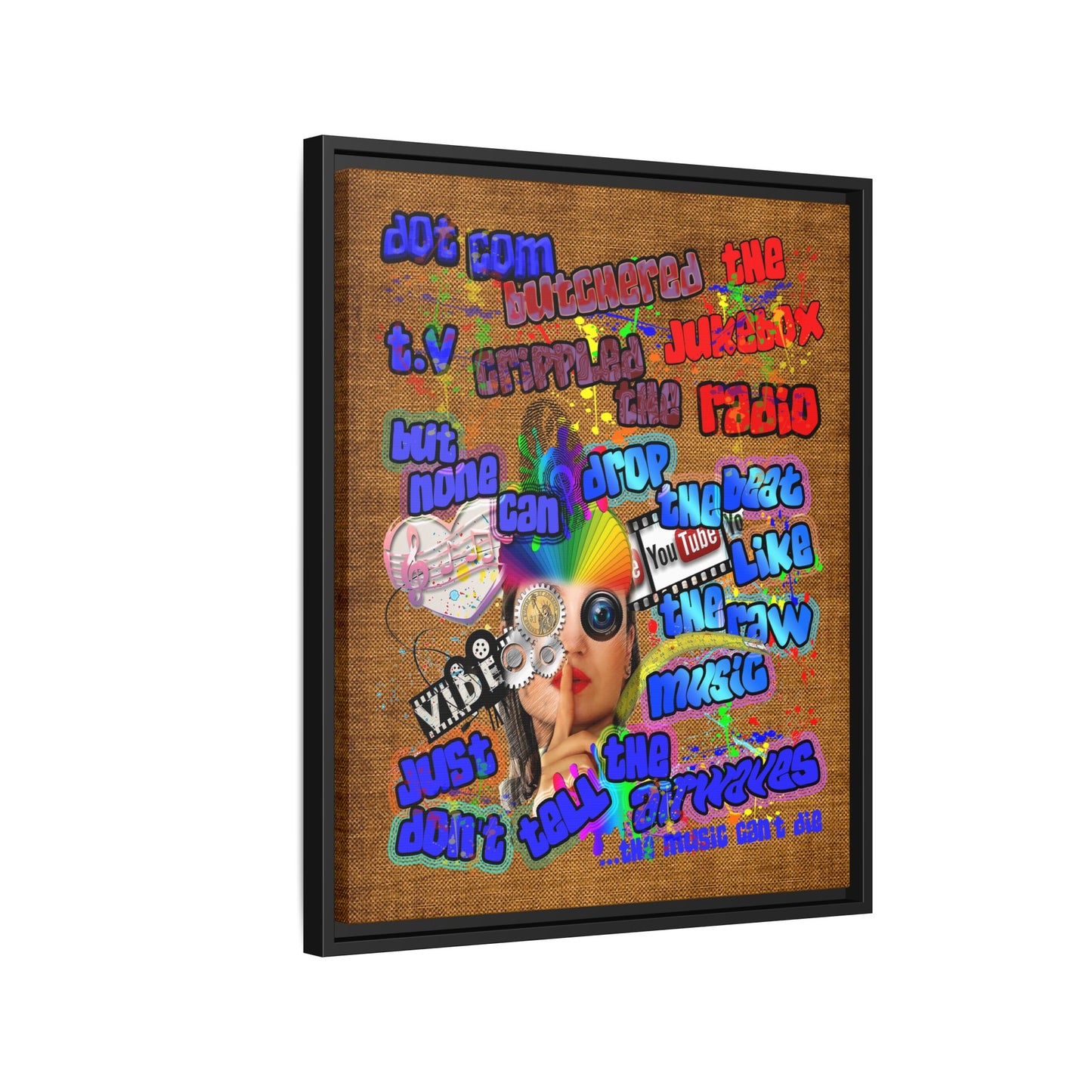 drop the beat - framed canvas art (brown papyrus)