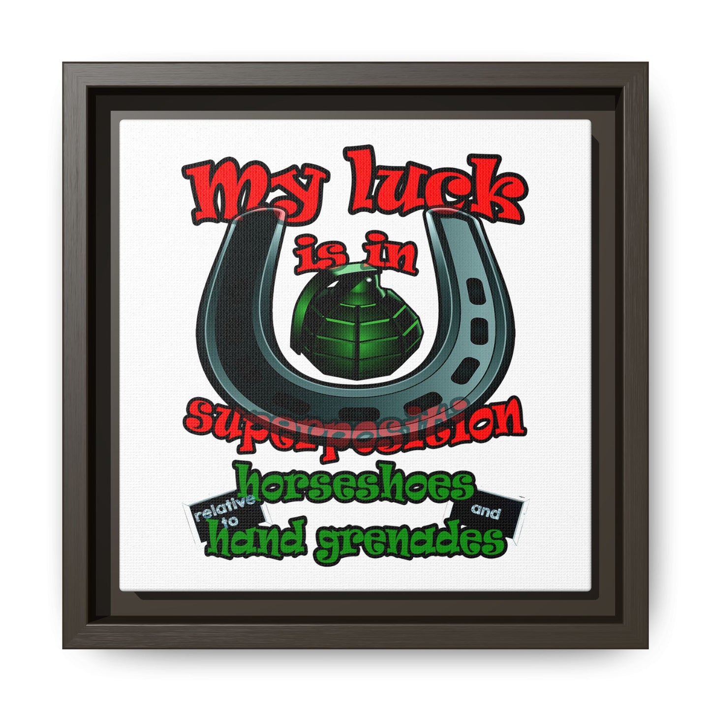 my luck - framed canvas art (white)