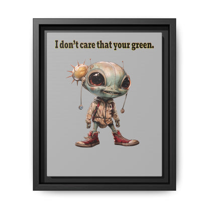 I don't care that your green - framed canvas art (light grey)