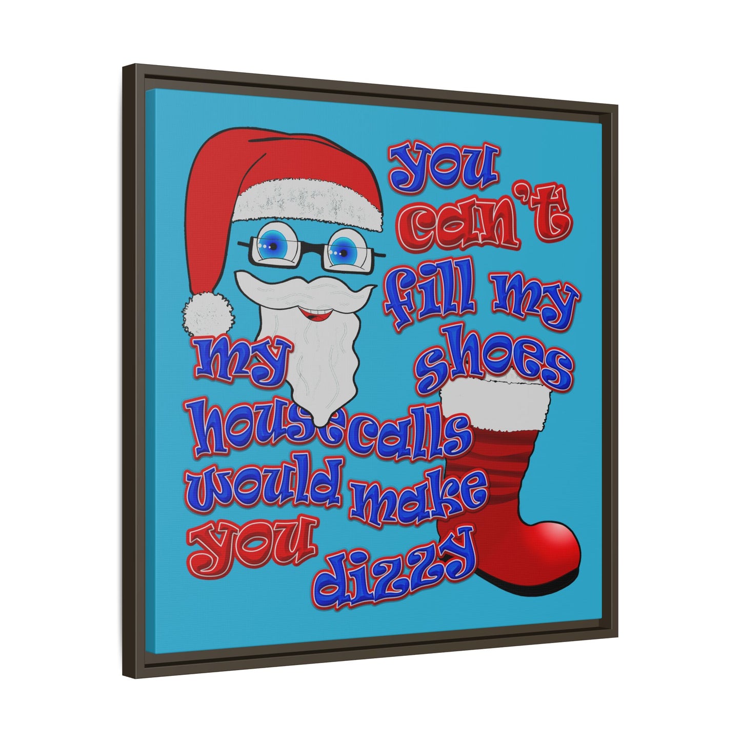 santa's shoes - framed canvas art (turquoise)