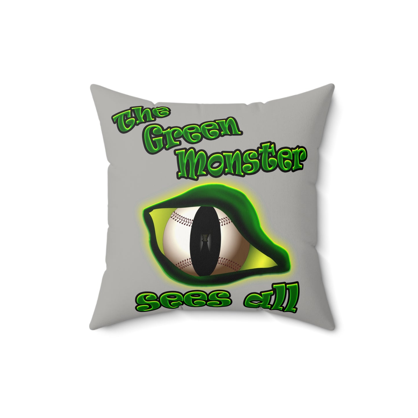 green monster - Faux Suede Square Pillow - (light grey)