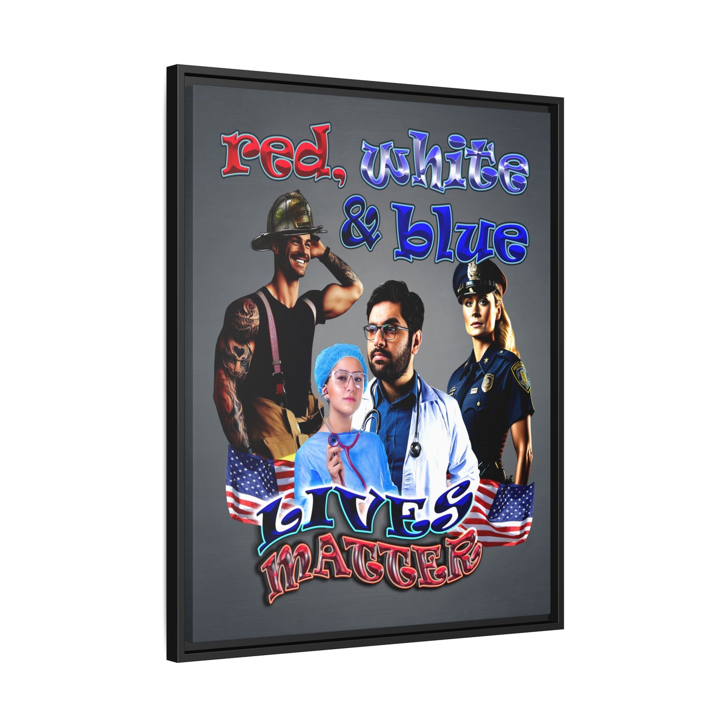 rw&b lives matter - framed canvas art (grey-light grey)